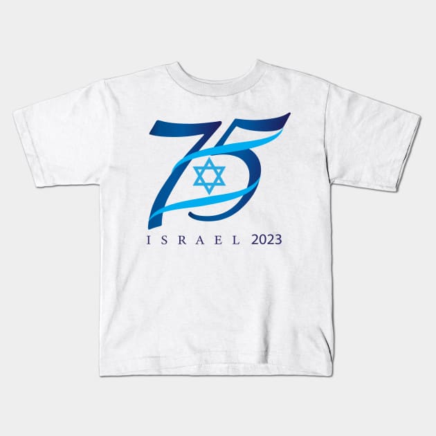 Happy Israel Independence Day Blue Star of David 75th Anniversary celebration Event 2023 Yom Ha'Atzmaut Kids T-Shirt by sofiartmedia